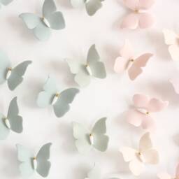 Rainbow Wall Art Of 49 Porcelain & 24K Gold Butterflies - thumbnail 3