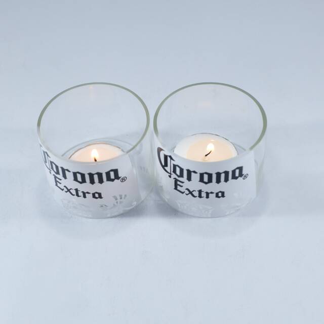 Tea Light Set~With Up-Cycled Corona Beer Bottle - image 1