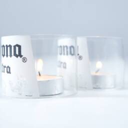 Tea Light Set~With Up-Cycled Corona Beer Bottle - thumbnail 3