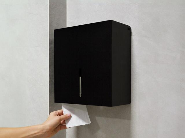 Black Jumbo Toilet Paper Dispenser, Modern Stainless Steel Roll Holder, Lamaro - image 1