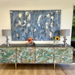 Copper Patina Sideboard With Pale Pink - thumbnail 2