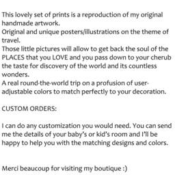 Cityscape Nursery Prints, Set Of 4, Honolulu, Paris, Nyc, Cape Town - thumbnail 2