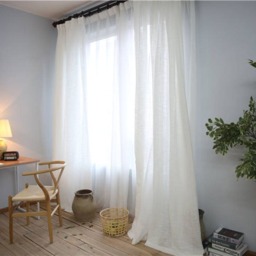 A Pair Of White Linen Sheer Curtains, Sheer Curtain Panels, Window White Curtain, Pinch Pleat Curtains - thumbnail 3