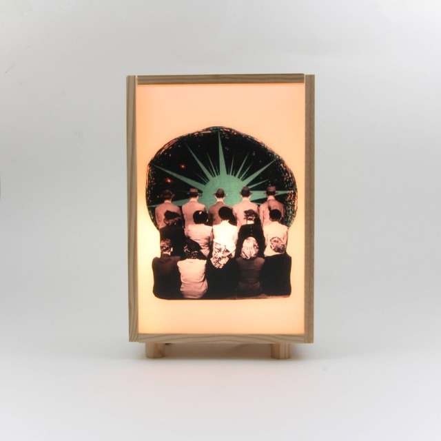 Collage in Pinewood Lightbox, Handmade Wooden Led Lamp, Original Gift, Night Light, Wood Collage Light Home Decor, #boom - image 1