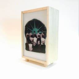 Collage in Pinewood Lightbox, Handmade Wooden Led Lamp, Original Gift, Night Light, Wood Collage Light Home Decor, #boom - thumbnail 3