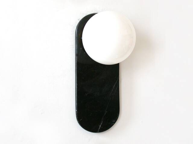 Nero Marquina Marble & Milk Glass Globe Light Fixture Black Vanity Lamp Bathroom Stone Lighting Sconce - image 1