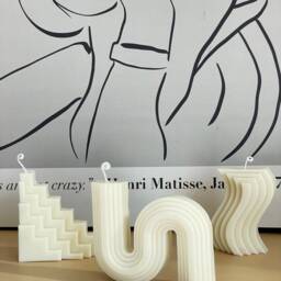 Wavy Soy Wax Candle - Sculptural Minimalist Home Decor Abstract Decorative - thumbnail 2