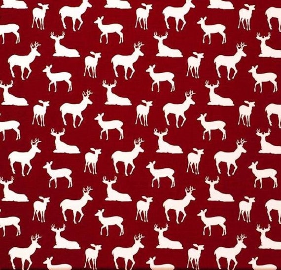 "Deer Silhouette Pillow Cover. Colorsred & White .choose Your Size.16"", 17"", 18"", 20"" 24"" 26"