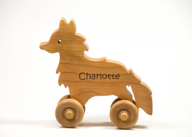 Personalized Wooden Fox Toy Car - Solid Cherry Wood - image 1