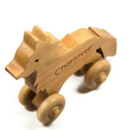 Personalized Wooden Fox Toy Car - Solid Cherry Wood - thumbnail 3