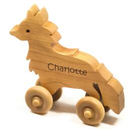 Personalized Wooden Fox Toy Car - Solid Cherry Wood - thumbnail 2