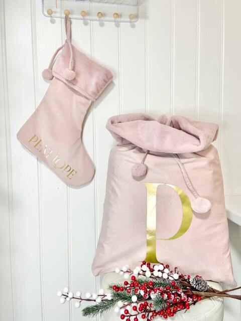 Personalised Luxury Velvet Christmas Sack & Stocking Set, Present Sack, Stocking, Decoration, Gift For Her - image 1