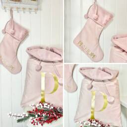 Personalised Luxury Velvet Christmas Sack & Stocking Set, Present Sack, Stocking, Decoration, Gift For Her - thumbnail 2