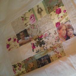 Handmade Photo Quilt.customized Quilt. Floral Memory Flower Patchwork Quilt - Cream Colors & Blanket.anniversary Gift