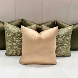 A Set Of 6 Everest Green Cushion For Bed, Choose The Size Sage Green & Gold Pillows Covers Sofa & Chairs - The Couture Cushion - thumbnail 3