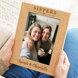 Personalised Sisters Gift - Custom Engraved Wooden Photo Frame - thumbnail 3