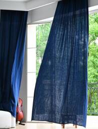 40 Colors A Pair Of 100% Linen Navy Curtains , Living Room Curtains, Bedroom Custom Made Wide Panels
