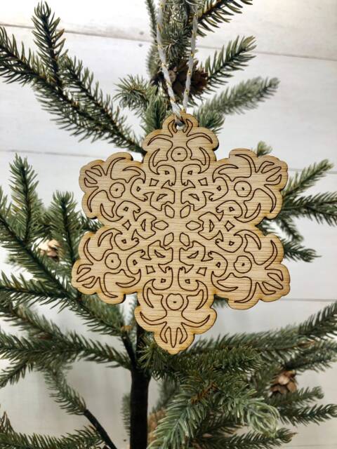 Boho Christmas Ornament, Style Wooden Decor, Natural Wood Bohemian Home Tree Holiday Decoration - image 1
