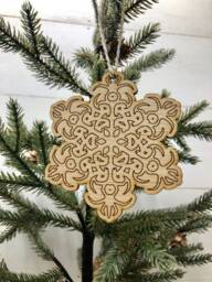 Boho Christmas Ornament, Style Wooden Decor, Natural Wood Bohemian Home Tree Holiday Decoration