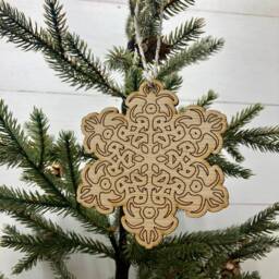 Boho Christmas Ornament, Style Wooden Decor, Natural Wood Bohemian Home Tree Holiday Decoration - thumbnail 2