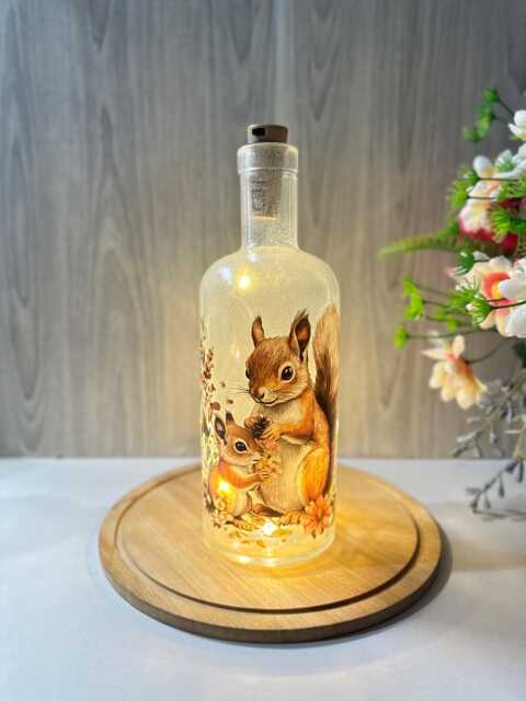 Squirrel Led Bottle Lamp, Light Up Home Decor - image 1