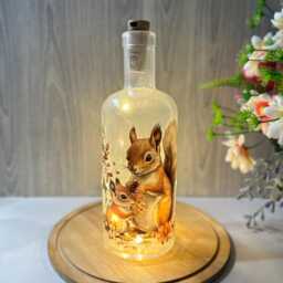 Squirrel Led Bottle Lamp, Light Up Home Decor - thumbnail 3