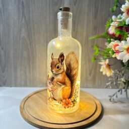 Squirrel Led Bottle Lamp, Light Up Home Decor - thumbnail 4