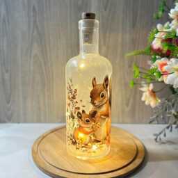 Squirrel Led Bottle Lamp, Light Up Home Decor - thumbnail 2