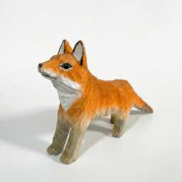 Whimsical Hand-Carved Wooden Red Fox Figurine, Rustic Forest Animal Sculpture, Woodland Nursery Decor, Wood Gift For Nature Lovers - thumbnail 2