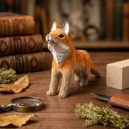 Whimsical Hand-Carved Wooden Red Fox Figurine, Rustic Forest Animal Sculpture, Woodland Nursery Decor, Wood Gift For Nature Lovers - thumbnail 4