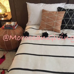 "Moroccan Pom Blanket - Throw With Blanket Bed Spread Bedding Cotton /79""Wx118" - thumbnail 2