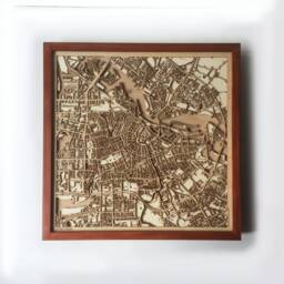 Amsterdam Wooden Map - Laser Cut Mahogany City Street Art - thumbnail 1