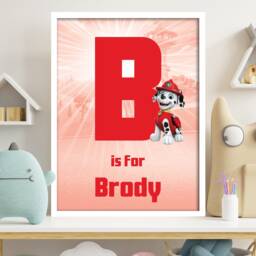 Paw Patrol Print - Marshall Letter & Name Personalised Poster Wall Art - thumbnail 1