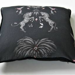 Clarke & Charcoal Black Pink Zebras Linen Cushion Cover, Throw Pillow Home Decor - thumbnail 2