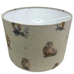 Owl Lampshade For Ceiling & Table Lamps, Linen Woodland Drum Light Shade - thumbnail 3
