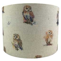 Owl Lampshade For Ceiling & Table Lamps, Linen Woodland Drum Light Shade - thumbnail 2