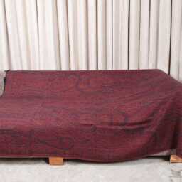 Luxury Boiled Pure Merino Wool Reversible Sofa Or Bed Throws For Ultimate Comfort & Style - Classic Indian Blue & Red Paisley - thumbnail 2