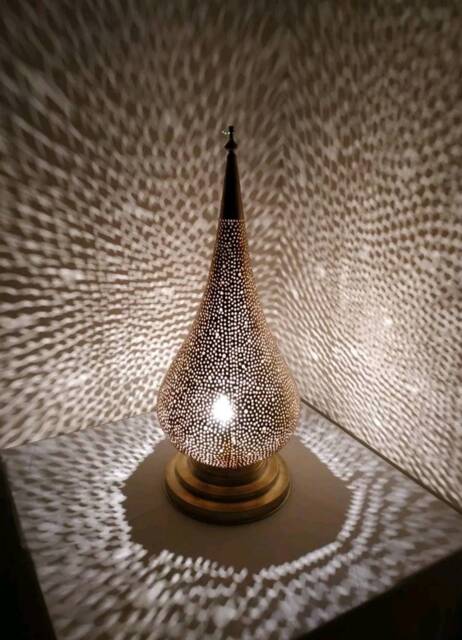 Handmade Moroccan Table Lamp Antique Brass Desk Lighting - image 1