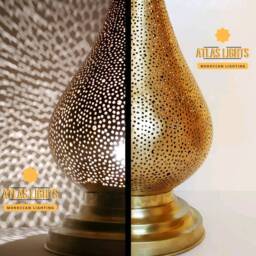 Handmade Moroccan Table Lamp Antique Brass Desk Lighting - thumbnail 3