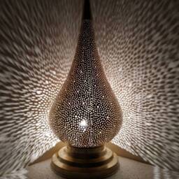 Handmade Moroccan Table Lamp Antique Brass Desk Lighting - thumbnail 2
