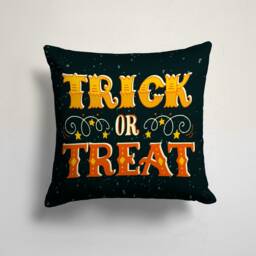 Trick Or Treat Pillow Cover/Carved Orange Pumpkin & Bat Print Cushion/Happy Halloween Case/Spider With Witch Hat Throw Cushion Case - thumbnail 2