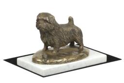 Norfolk Terrier, Dog White Marble Base Statue, Limited Edition, Artdog. Made Of Cold Cast Bronze. Perfect Gift. Limited Edition