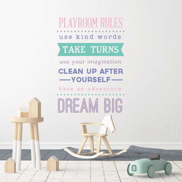 Playroom Rules Vinyl Wall Decal, Kids Decor Art Sticker, Children's Dream Big Decorations, Easy Removable Diy, Use Your Imagination - image 1
