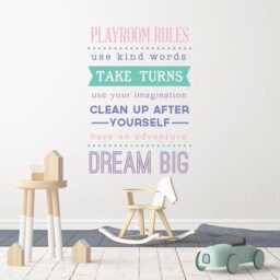 Playroom Rules Vinyl Wall Decal, Kids Decor Art Sticker, Children's Dream Big Decorations, Easy Removable Diy, Use Your Imagination - thumbnail 1