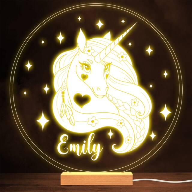 Pretty Unicorn Stars Heart Mystical Lamp Personalised Gift Night Light - image 1