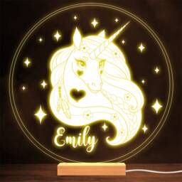 Pretty Unicorn Stars Heart Mystical Lamp Personalised Gift Night Light - thumbnail 1