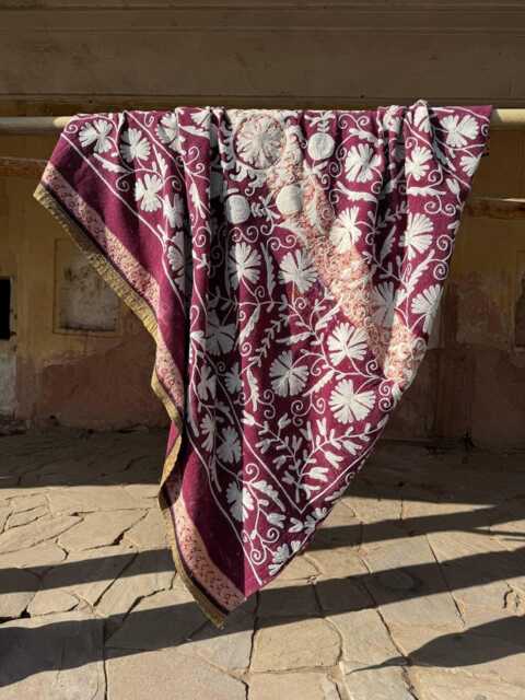 Hand-Dyed Suzani Kantha Quilt - Reversible Vintage Blanket - image 1