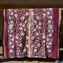 Hand-Dyed Suzani Kantha Quilt - Reversible Vintage Blanket - thumbnail 4