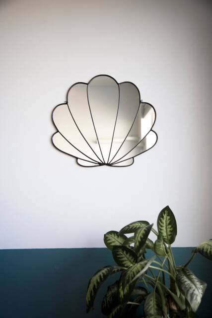 Large Stained Glass Seashell Mirror - Mermaid Wall Hanging Decor - image 1