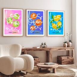 Les Citrons Print - A4 Prints - A3 A2 Art Illustrated By Weezy Fruit Market Print, Abstract Wall Design - thumbnail 3